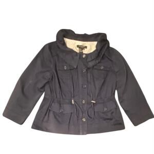 Sandro Sportswear Navy Blue Utility Jacket Drawstring Waist Size M